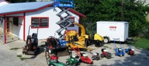 a group of tractors and other vehicles